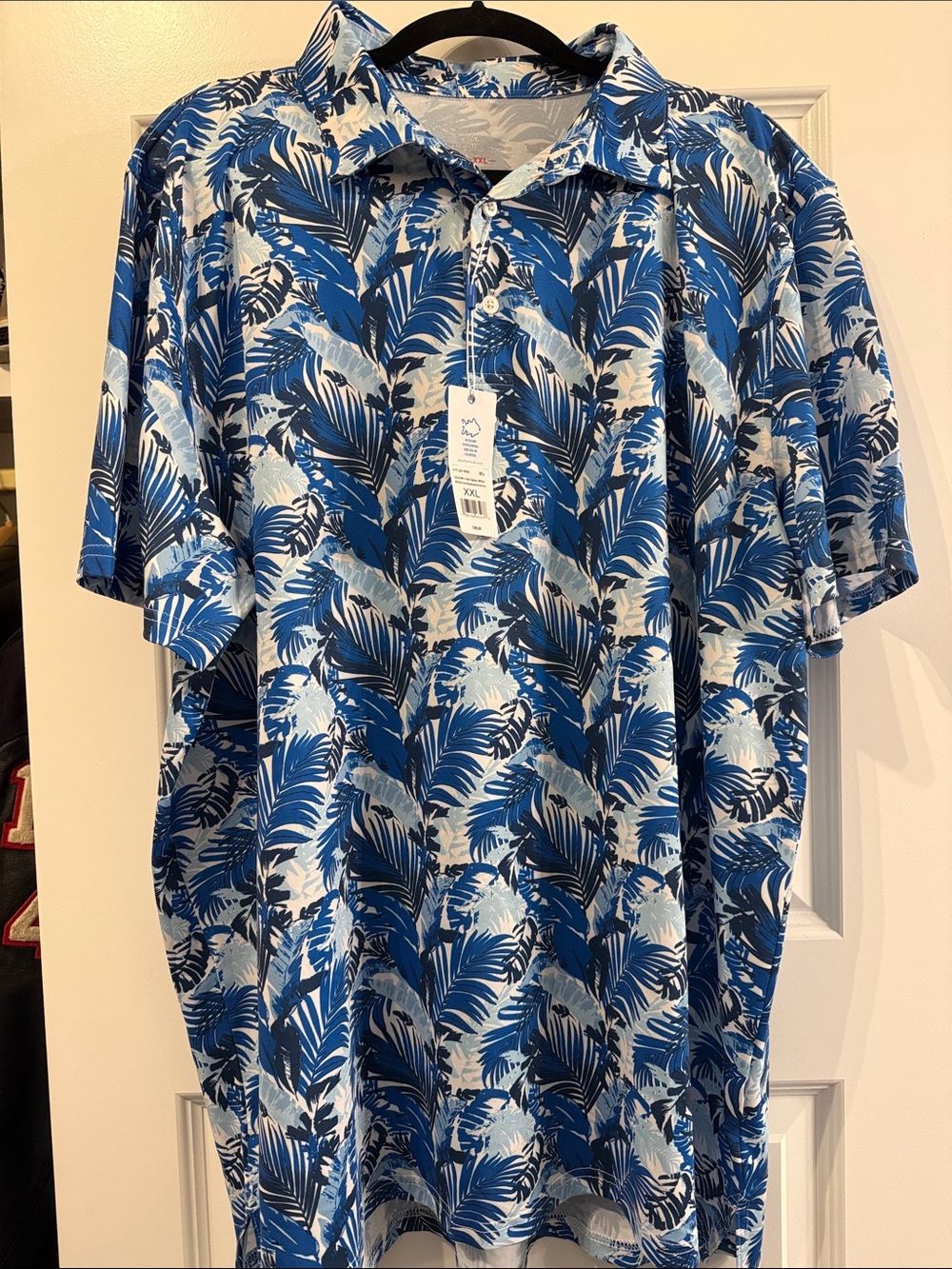 NWT Southern Tide Blue Tropical Leaf Polo